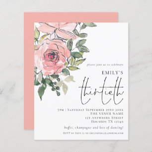Papier Budget Blush Florals Trente Anniversaire Invitatio
