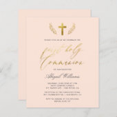 Papier Budget Blush Gold Calligraphie Première Sainte Com (Devant / Derrière)