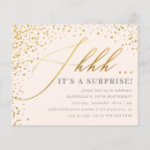 Papier Budget Blush & Gold Confetti Script Surprise Party (Devant)