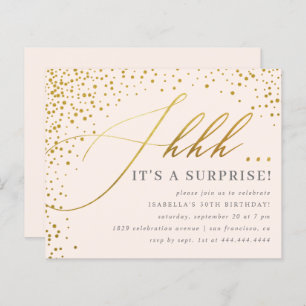 Papier Budget Blush & Gold Confetti Script Surprise Party