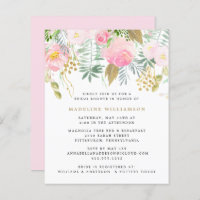 Budget Blush Gold Floral Couple Shower Invitation