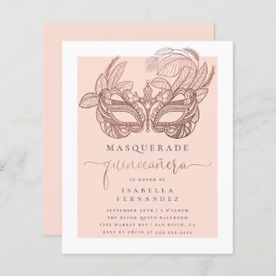 Papier Budget Blush Gold Masquerade Quinceañera Anniversa