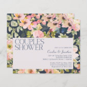 Papier Budget Blush Marine Floral Couples Invitation de d (Devant / Derrière)
