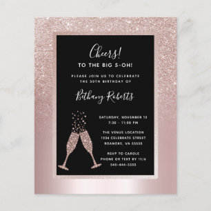 Papier Budget Blush Ombre 50e Anniversaire Fête Invitatio