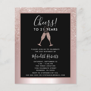 Papier Budget Blush Parties scintillant 21e anniversaire