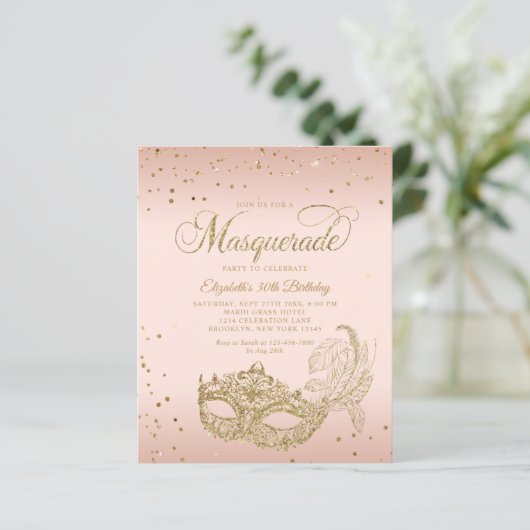 Papier BUDGET Blush Parties scintillant or rose mascarade (Debout devant)