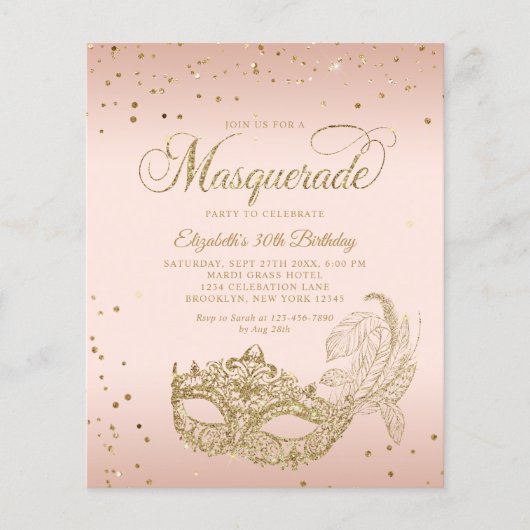 Papier BUDGET Blush Parties scintillant or rose mascarade (Devant)