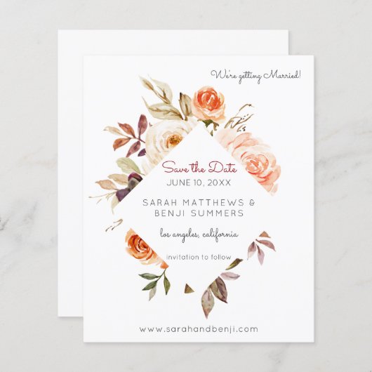 Papier Budget Blush & Peach Floral Rustic Enregistrer la (Devant / Derrière)