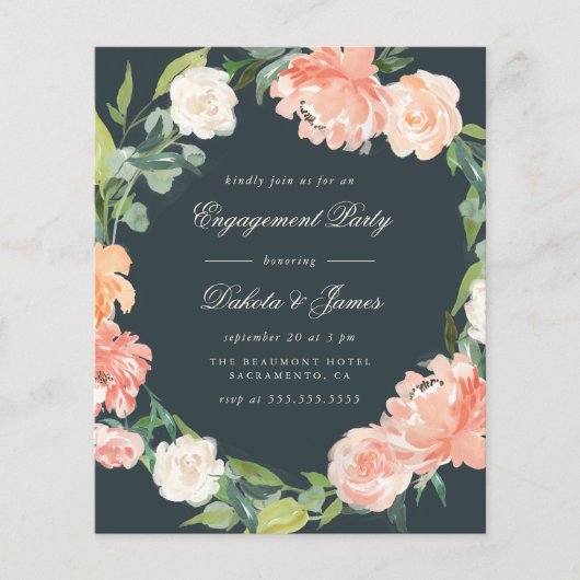 Papier Budget Blush Peonies & Eucalyptus Engagement Party (Devant)
