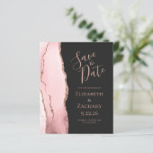 Papier Budget Blush Pink Agate Rose Gold Save the Date (Debout devant)