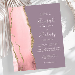 Papier Budget Blush Pink Gold Agate Mauve Mariage Invitat