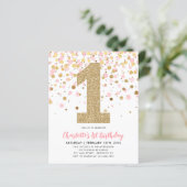 Papier Budget Blush Pink Gold Confetti Fille 1er annivers (Debout devant)