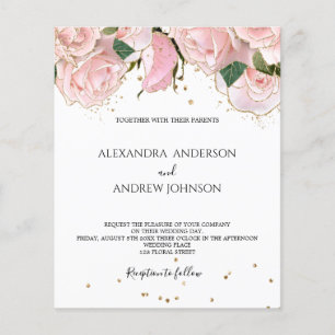 Papier Budget Blush Pink Gold Floral Faire-part de mariag