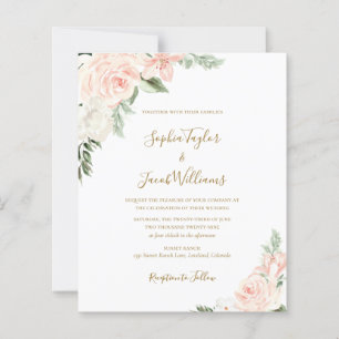 Papier Budget Blush Pink Gold Floral Faire-part de mariag