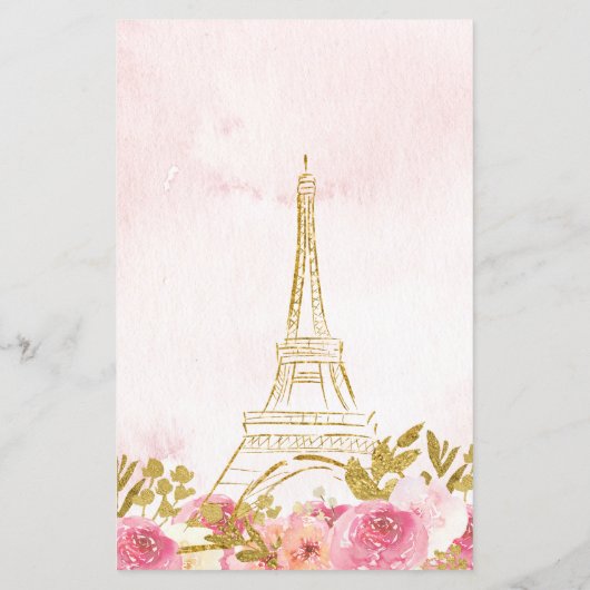 Papier Budget Blush Pink Or Tour Eiffel Paris Sweet 16 (Dos)
