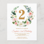 Papier Budget Blush Pink Wreath 2e Invitation anniversair (Devant)