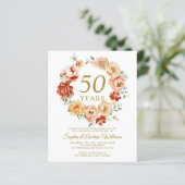 Papier Budget Blush & Red Invitation du 50e anniversaire (Debout devant)