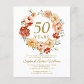 Papier Budget Blush & Red Invitation du 50e anniversaire (Devant)