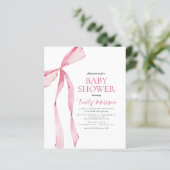 Papier Budget Blush Rose Aquarelle Bow Girl Baby shower (Debout devant)