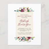 Papier Budget Blush rose & Bourgogne Fête des mariées flo (Devant)