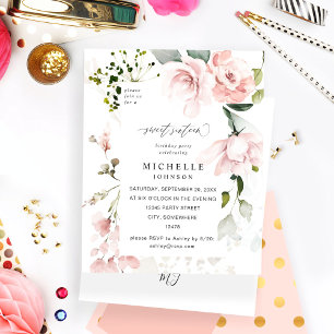 Papier Budget Blush Rose & Eucalyptus Floral Sweet 16