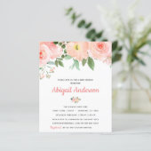 Papier Budget Blush rose Floral Baby Brunch Invitation (Debout devant)