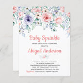 Papier Budget Blush rose Floral Baby Sprinkle Invitation (Devant / Derrière)