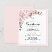 Papier Budget Blush Rose Floral Christening Invitation (Devant / Derrière)