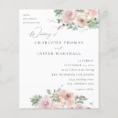 Papier Budget Blush rose Floral et Mariage Succulent V2 (Devant)