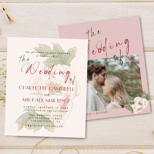 Papier BUDGET Blush rose Floral photo mariage invite