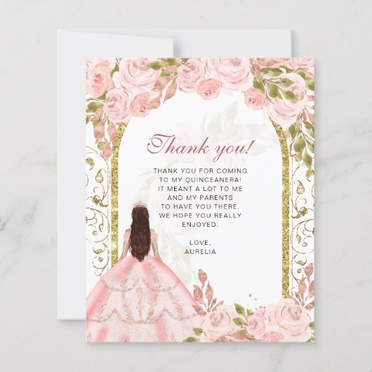 Papier BUDGET Blush rose Floral Photo Quinceañera (Devant)
