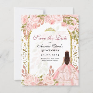 Papier Budget Blush rose Floral Quinceanera Enregistrer l