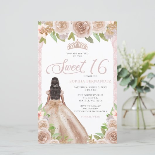 Papier Budget Blush Rose Gold Princess Tiara Sweet 16 (Debout devant)