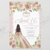 Papier Budget Blush Rose Gold Princess Tiara Sweet 16 (Devant / Derrière)