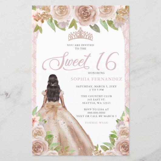 Papier Budget Blush Rose Gold Princess Tiara Sweet 16 (Devant)