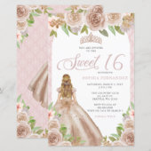 Papier Budget Blush Rose Gold Princess Tiara Sweet 16 (Devant / Derrière)