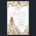 Papier Budget Blush Rose Gold Princess Tiara Sweet 16<br><div class="desc">Budget Blush Rose or Floral Princesse Tiara Sweet 16 Invitation</div>