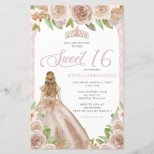 Papier Budget Blush Rose Gold Princess Tiara Sweet 16