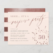 Papier Budget Blush & Rose Gold Script Surprise Party (Devant / Derrière)
