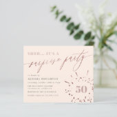 Papier Budget Blush & Rose Gold Script Surprise Party (Debout devant)