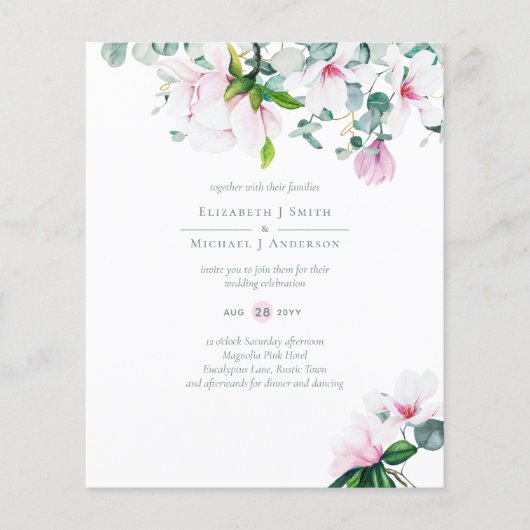 Papier BUDGET Blush rose Magnolias Sage Eucalyptus mer (Devant)