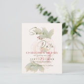 Papier BUDGET Blush rose Peony Mariage Enregistrer la dat (Debout devant)