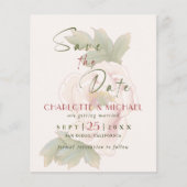 Papier BUDGET Blush rose Peony Mariage Enregistrer la dat (Devant)