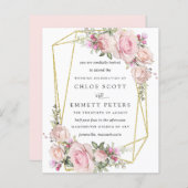 Papier Budget Blush Rose Rose Faire-part de mariage Flora (Devant / Derrière)