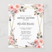 Papier Budget Blush Rose Roses Bridal Douche Invitation (Devant)