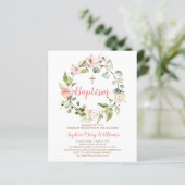 Papier Budget Blush rose Wreath Girl Baptême Invitation (Debout devant)