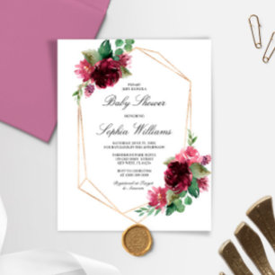 Papier Budget Bohême Bourgogne Baby shower Invitation