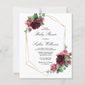 Papier Budget Bohême Bourgogne Baby shower Invitation (Devant)