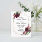 Papier Budget Bohême Bourgogne nuptiale Invitation (Debout devant)