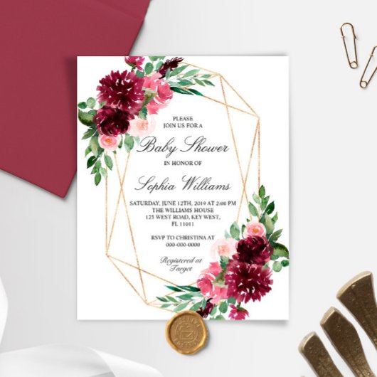 Papier Budget Bohème Floral Baby shower Invitation